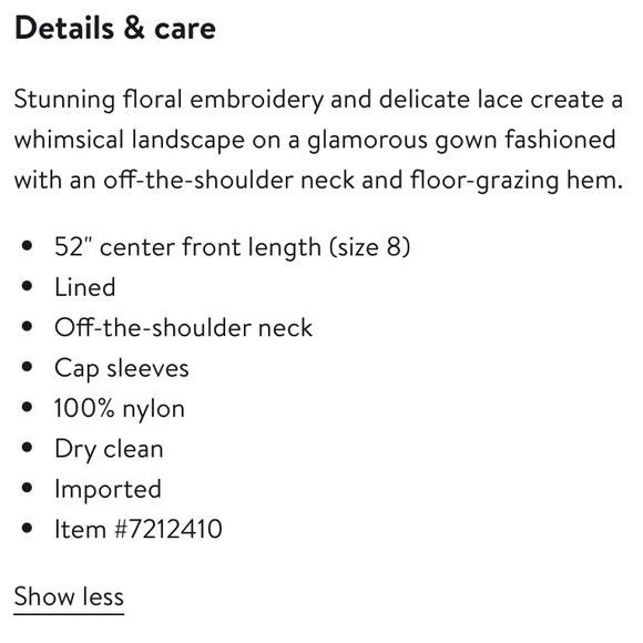 NWT XSCAPE Off the shoulder embroidered “jill” gown - Picture 3 of 10